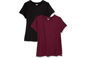 Amazon Essentials Camiseta Elástica de Secado Rápido, Manga Corta y Cuello Redondo (Hay Tallas Grandes) Mujer, Paquetes Múltiples