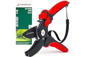 AlpineReach Anvil Secateurs for Gardening, Sharp Ergonomic Pruning Shears, Heavy Duty High Carbon Steel Blade Plant Cutting Pruner Clippers, Adjustable Soft Handle for Small & Large Hands, Gift
