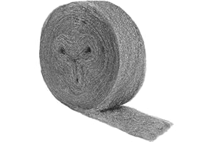 MOGRQAP Lana d'Acciaio 00 Contro i Topi, 20m Pulizia Paglietta Abrasiv Lana di Ferro Fine per Fori, Fessure del Muro, Rimuovere Ruggine, Lucidare il Metallo, Pulire il Vetro, Legno, Metallo(20m x 7cm)