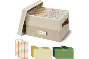 Vienrose Scatola Portaoggetti per Biglietti d'Auguri, con 20 Divisori Rimovibili, 84 Etichette Autoadesive, Scatola Pieghevole Ideale per Biglietti d'Auguri, Foto, Buste, Adesivi, Cartoline (Beige)