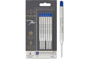 PARKER QUINKflow ricariche inchiostro per penne a sfera, punta media, blu, 10 pezzi