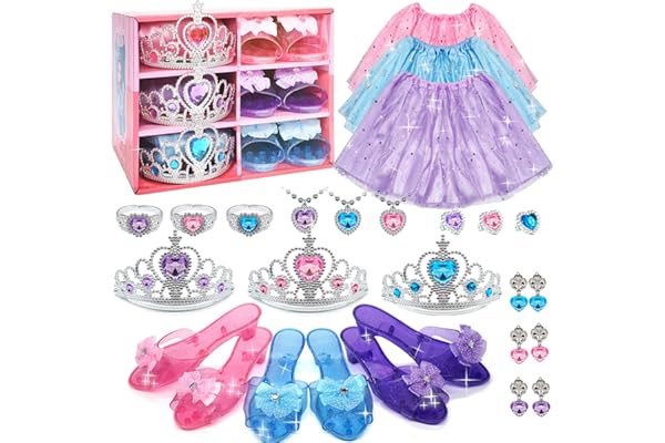 Princesse Habiller Pour Les Filles - Tout-petits Vêtements Avec Jupes, Princesse Costume Jouets Pour Les Filles âge 3,4,5,6 Ans, Enfants Chaussures Jeu de Rôle Idée Cadeau Pour Anniversaire Noël