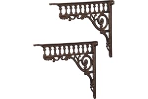 Moritz Väggvinkel, hyllvinkel av gjutjärn antikbrun – dekorativ – set om 2 – 23 x 28 cm