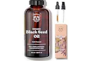 Bionoble Pure Organic Black Seed Oil, Cold Pressed 50ml - Glass bottle + Pipette + Pump - Black Cumin Seed Oil for Hair Growth - Anti-Acne, Purifying Skin Care - Nigella Sativa Oil