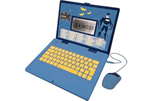 Lexibook- Batman,Mouse Ordinateur Éducatif Bilingue Français/Anglais Batman-124 Activités pour Apprendre Les Langues, Les Mathématiques, la Logique, S'amuser et Jouer du Piano, JC598BATi1, Moyen