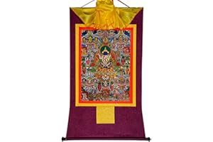 Gandhanra Thangka Tibétain - 42 divinités paisibles du Bardo Thodol Thangka - Peinture Tantrique Bouddha à Dorure - Tapisserie Mural pour Décoration Zen - Méditation et Relaxation Spirituelle