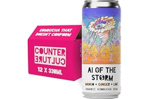 Counter Culture Kombucha Soda, Kombucha Soda, Loud Flavours & Low Calories, Probiotic Drink for Gut Health (12 x 330ml, Mango, Ginger & Lime)
