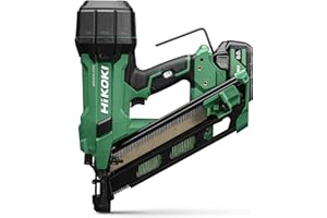 HiKOKI Cloueuse à bande sans fil 34° - 18 V, clous 50-90 mm - Puissante, lumière LED, moteur brushless, ressort pneumatique, réglage de la profondeur sans outil - Comprend 2 batteries 18 V/5 Ah +