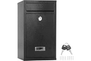 JF HOME BLISS Black Wall-Mounted Steel Letterbox, 32x21.5x8.5cm Lockable Weatherproof Post Box with 2 Keys, Parcel Delivery Box for Secure Mail Storage, Stylish & Durable Mailbox