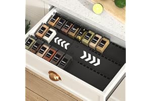 Homhut soportes para tarros de especias para cajón expandibles estante especias, organizador para cocina, encimera, Armario, Estante (6 piezas)