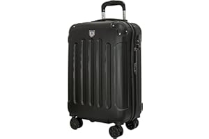 UTTAM 20 Inch Lightweight Travel Cabin Bag - Carry On Suitcase, ABS, Water Resistant & Safe Locking System - Easyjet Overhead Compliant (56x23x38cm) (Black)