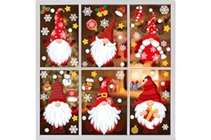 COZYAN Natale Vetrofanie Natale Adesivi Vetro Natale Adesivi Porta Finestre Adesivo Babbo Natale Pupazzo di Neve Alce Natale Adesivi Rimovibile Murali Fai Da Te