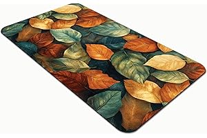 Comart - Tappeto Cucina Austin - Impermeabile - Antiscivolo - Antimacchia - Lavabile in Lavatrice - Passatoia in Poliestere - per Corridoio e Cucina - Made in Italy - Foglie Autunno - 50x130 cm