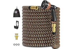 Tuyau Arrosage Extensible 30m, Disdarkday Tuyau d’arrosage Extensible avec 1/2" et 3/4" Adaptateurs, 10 Modes d'Arrosage, Latex Triple Épaisseur Durable avec Raccords et Sac