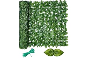 WUYUE HUA Clôture de jardin 3 x 0,5 m - Treillis de lierre artificiel - Clôture de jardin - Panneaux muraux pour balcon, extérieur, feuilles de lierre artificiel
