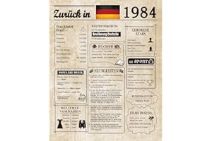 Woaipati Zurück im Jahr 1984 Geburtstag Poster,Dekoration zum 40.Geburtstag für Frauen oder Männer,edle Vintage-Tischdekoration,tolles Geschenk für 40-jährige Frau oder Geschenk für 40-jährigen Mann