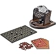 Navaris Bingo Set - Wood Veneer Bingo Game Set with 1-90 Balls Metal Tombola Drum Cage Cards and Markers - Family Games Set for Adults and Kids