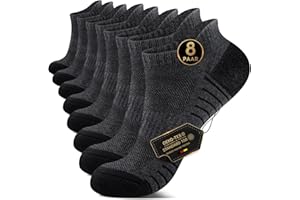 EKSHER Unisex Cushioned Skarpety do sneakersów, 8 par, oddychające, krótkie skarpety sportowe, podeszwa frotte, bawełniane skarpety do biegania