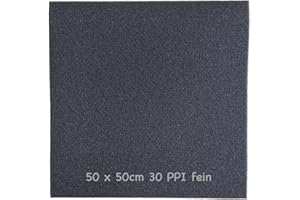 KOI- UND BONSAIPARK HERDECKE KH 1x Filterschaum in schwarz - Filterschwamm Teichfilter -Filtermatten für Aquarien - Filtermaterial- 50x50x3cm- PPI0-PPI20-PPI30-grob mittel-fein-Hamburger Mattenfilter (fein 50x50x3 cm 30 PPI)