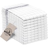 ZOLLNER Set of 10 Cotton Tea Towels 50 x 70 cm &ndash; Highly Absorbent and Durable &ndash; Washable up to 93 &deg;C &ndash; Grey and White Checked