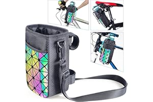 Bike Water Bottle Holder Bag, [Reflective] Spopal Waterproof Insulated Detachable with Shoulder Strap Bike Frame, No Screw-Sturdy-Adaptable Cup Holder for Mountain Bike, Scooter, Wheelchair, Strollers