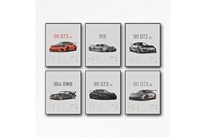 Dujoi Lot de 17,3 x 30,5 cm - Poster de voiture de course 911 GT3RS - Décoration murale vintage pour homme - Papier enduit 911 (sans cadre)