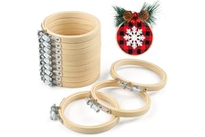 Caydo 12 Stück 8 cm Runde Stickrahmen Holz, justierbarer Mini Stickrahmen, Bambus-Kreuzstich-Ring, Großhandel für Kunsthandwerk