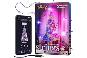 Twinkly Struny z USB-C Pearls 100 diod LED, wielokolorowe świąteczne lampki RGB, kompatybilne z Alexą, Google Home, możliwość zmiany oświetlenia, zasilanie USB C, zielony drut, 6 m