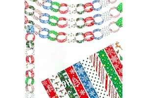 Morcheiong 300 Paper Chains Merry Christmas Pattern Paper Strips for Crafting DIY Holiday Party Decorations Supplies