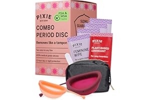 PIXIE CUP 2 Menstruationsscheiben – Ohne Metalle & Toxine – 100% med. Silikon – Platz 1 der weichsten, wiederverwendbaren Menstruationsscheiben – Entfernen wie Tampon – 12 h Tragezeit – Volumen: 5 & 7 Tampons