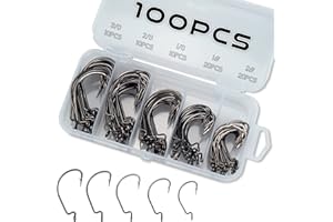 Piscorush Offset Wurm Jig Haken Barsch Angelhaken 3X-Stark Hartstahl Wurmhaken Weiche Köder Jigging Fischhaken Barsch Forelle