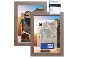 CABBEL podwójne opakowanie (zestaw 2) ramka na zdjęcia 10x15 cm, ciemny dąb, solidna rama z drewna MDF, nietłukące pleksi, do powieszenia i postawienia, idealna na zdjęcia/obrazy/kolaże