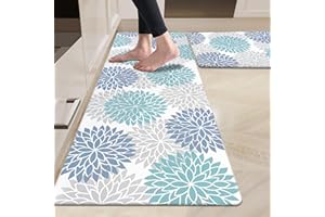 HEBE Anti Fatigue Kitchen Rug Sets 2 Piece Non Slip Kitchen Mats for Floor Cushioned Kitchen Rugs and Mats Waterproof Comfort Standing Mat Runner for Kitchen,Home Office,Sink,Laundry