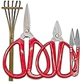 R&R SHOP Bonsai Precision Scissors Kit - Trimming, Bonsai Pruning, Precision and Small Branch and Root Cuts, Bamboo Rake - Set of 4