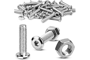 TXXATX Schrauben M6x30 Innensechskantschrauben und Muttern Set 35 Sätze Flachkopfschrauben Edelstahlschrauben Vollgewinde Linsenkopfschrauben M6 Schrauben mit Muttern für Reparaturen DIY-Projekte