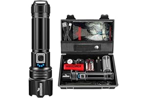 Shadowhawk Torcia LED Potente Professionale 20000 Lumen, Ricaricabile USB Torce LED Alta Potenza, XHP70.2 Tattica Militare To