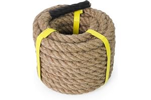 Aoneky Corde de Jute 14/16/20/25/30/40/50mm, 8/15/30M- Corde en Chanvre Torsadée Épaisse en Fibres Naturelles pour Jardin, Sport, Décoration(30M 16mm)
