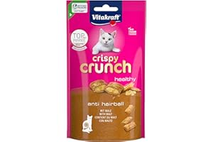 Vitakraft Crispy Crunch Classic, Katzen Leckerli, knuspriger Katzensnack gefüllt mit Malz, im wiederverschließbaren Beutel, ohne Zusatz von Zucker (1x 60g)