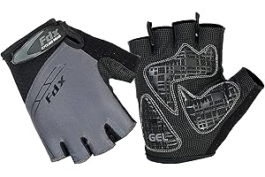 FDX Half Finger Cycling Gloves - Breathable, Gel Padded Protection, Anti-Slip - Fingerless Shock-absorbing Mitts for Mountain Bike, Road Bicycle, MTB, Riding, Men and Women