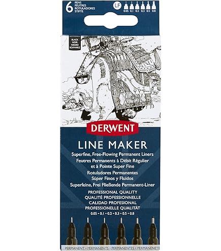 Derwent Black Line Maker Pens, Set Of 3, Fine Liners, Mixed Nib Size, Fast-Drying Ink, Ideal For Sketching, Writing, Illustrating And Colouring - View #2