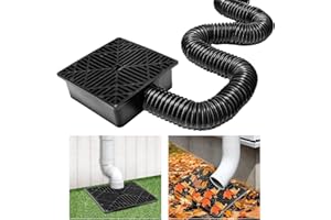 ACESOME ㅤ ACESOME - Kit di scarico quadrato per bacino, kit di estensione per pluviale, 23 x 23 cm, a basso profilo, con tubo flessibile, non necessita di scavi profondi, tubo flessibile allungato da 1,6 m