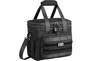 Parti Fish bolsa termica porta alimentos, 15L 18L Expandible Táctico Double Deck Bolsa de Enfriamiento, Impermeable Prueba de fugas AnticaídaBolsa Isotermica de Almuerzo Nevera, grande, negro
