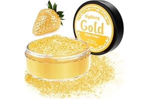 SIGWONG Edible Glitter For Drinks - 15g Gold Lustre Dust Edible Desserts Cake Decorations, Food Colouring Powder Paint For Chocolate, Strawberries, Drinks, Cupcakes, Cakes, Fondant, Cocktails-Gold