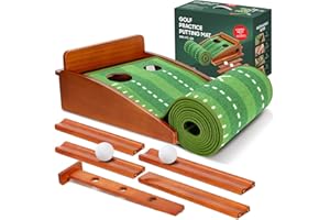 WEEKSUN Putting Green,Golf Putting Matts for Indoors/Outdoor,Golf Practice Mat with Auto Ball Return System and 2 Holes,Perfect for Men Playing Golf Game at Home or Office(Free 2 Golf Balls)