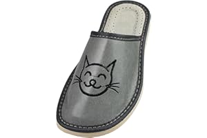 APREGGIO - Damskie kapcie ze skóry – mocna gumowa podeszwa – buty do domu – miękkie – 100% produkt naturalny – ręczne wykonanie