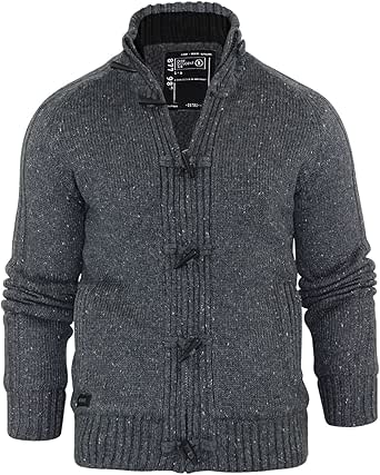 Dissident Mens Chunky Knit Warm Fleece Sherpa Lined Cardigan with ...