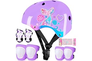 ‎UNICORN CASTLE Kinderhelm für 3-8 Jahre, Unicorn Castle Kinder Fahrradhelm Mädchen, Verstellbar Kinder Protektoren Schutzausrüstung Kinder Knieschützer Set