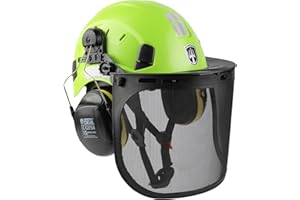 GREEN DEVIL Casco de seguridad para motosierra, protección forestal, casco de seguridad con protección auditiva, orejeras y protección facial, visera 3 en 1, juego de casco resistente a los impactos, cómodo ventilación