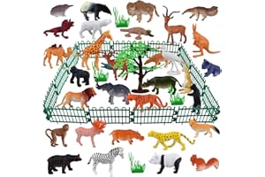 ELECLAND 53 sztuk zwierząt dżungla figurki zabawki dla dzieci Mini figurki dzikie zwierzęta plastikowe zabawki zoo Playset Cake Toppers na przyjęcia urodzinowe