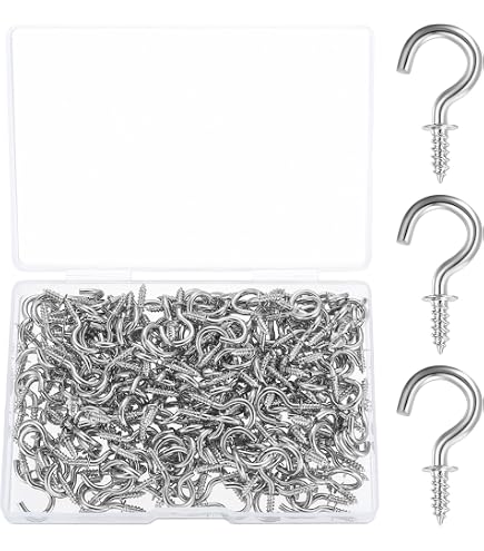 Ganci a vite a forma di tazza da soffitto a vite M6, grandi ganci per tazze resistenti per luci a sospensione, grandi dimensioni: 6 mm x 80 mm, confezione da 12 pezzi
